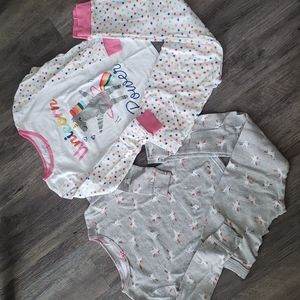 Girls' Carters Longsleeve Unicorn Pajamas, Size 8- Set of 2